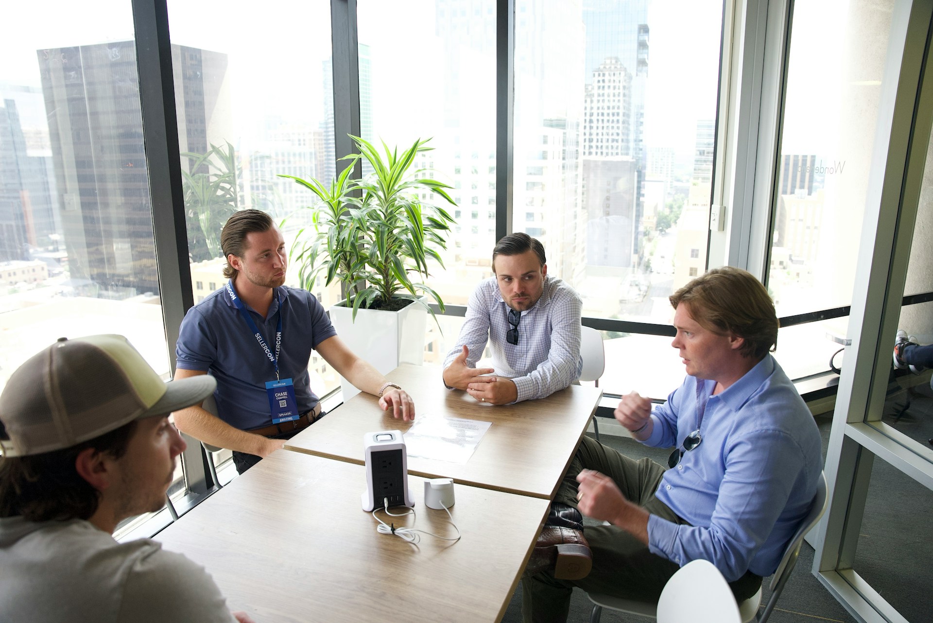 Modern office with a team working